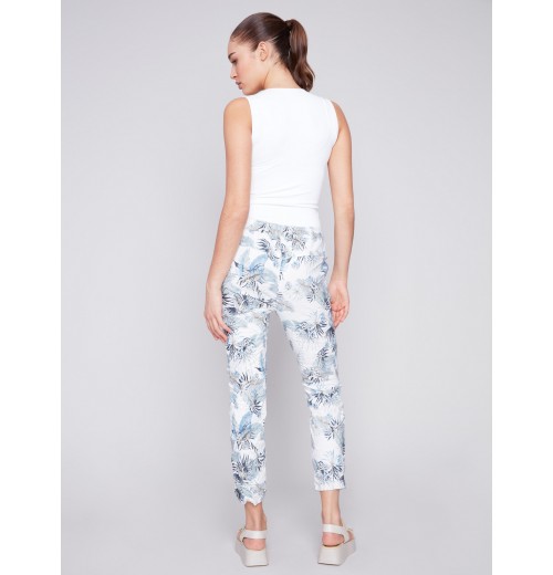 Printed Crinkle Jogger Pants - Summer Leaf Printed Crinkle Jogger Pants - Summer Leaf