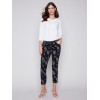 Printed Crinkle Jogger Pants - Leaves Printed Crinkle Jogger Pants - Leaves