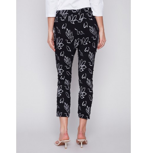 Printed Crinkle Jogger Pants - Leaves Printed Crinkle Jogger Pants - Leaves