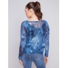 Printed Crinkle Mesh Top - Denim Printed Crinkle Mesh Top - Denim