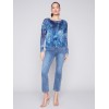 Printed Crinkle Mesh Top - Denim Printed Crinkle Mesh Top - Denim