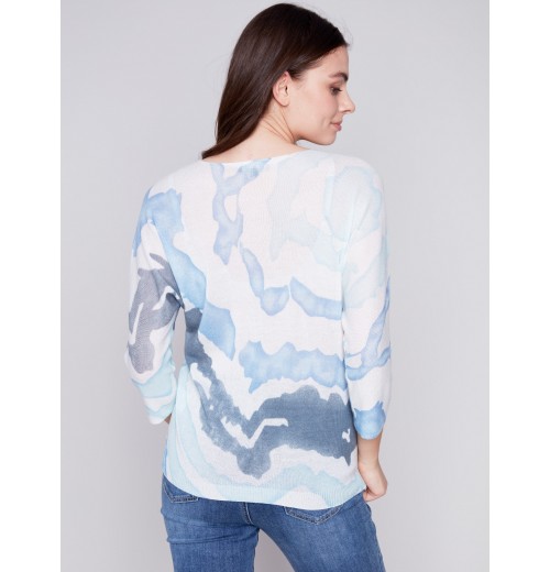 Printed Dolman Sweater - Indigo Printed Dolman Sweater - Indigo