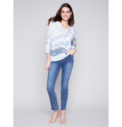 Printed Dolman Sweater - Indigo Printed Dolman Sweater - Indigo