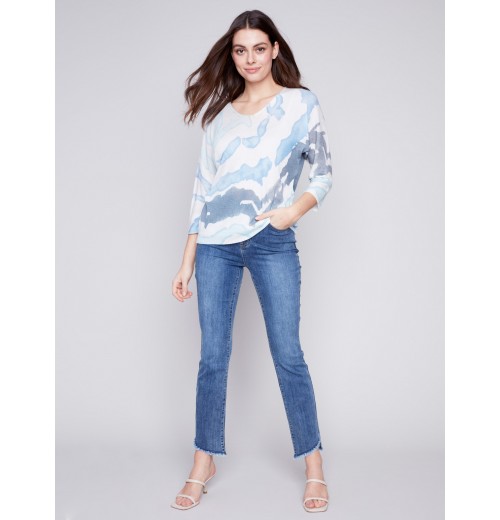 Printed Dolman Sweater - Indigo Printed Dolman Sweater - Indigo