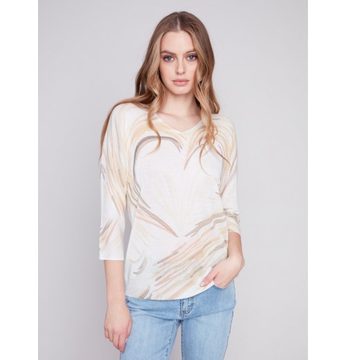 Printed Dolman Sweater - Stone Printed Dolman Sweater - Stone