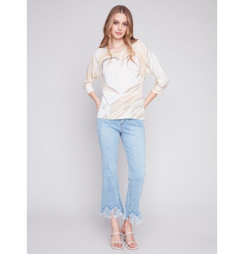 Printed Dolman Sweater - Stone Printed Dolman Sweater - Stone