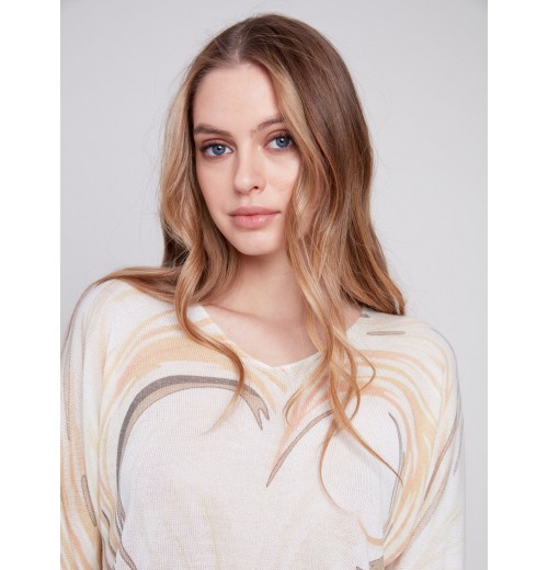 Printed Dolman Sweater - Stone Printed Dolman Sweater - Stone