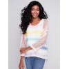 Printed Fishnet Crochet Sweater - Rainbow Printed Fishnet Crochet Sweater - Rainbow