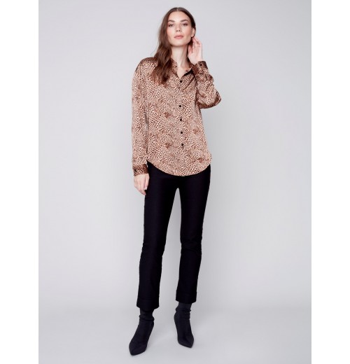 Printed Gutsy Satin Shirt - Animal Printed Gutsy Satin Shirt - Animal
