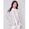 Printed Mock Neck Sweater with Zipper Detail - Ecru Printed Mock Neck Sweater with Zipper Detail - Ecru