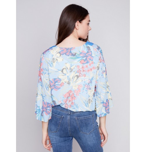 Printed Overlap Blouse - Lillypad Printed Overlap Blouse - Lillypad