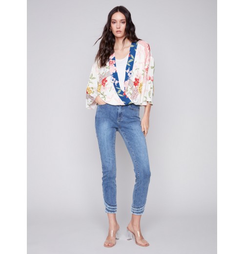 Printed Overlap Blouse - Paisley Printed Overlap Blouse - Paisley