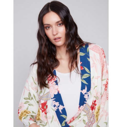 Printed Overlap Blouse - Paisley Printed Overlap Blouse - Paisley