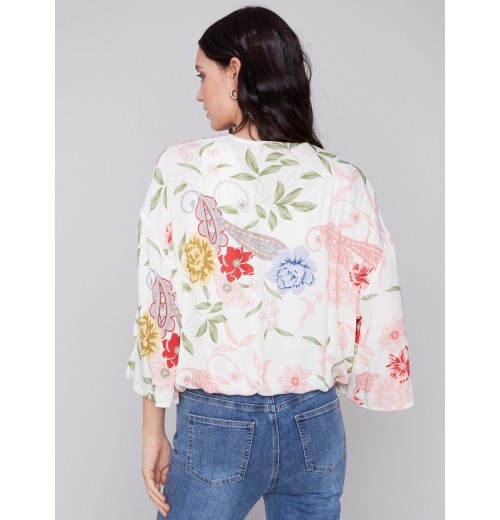 Printed Overlap Blouse - Paisley Printed Overlap Blouse - Paisley