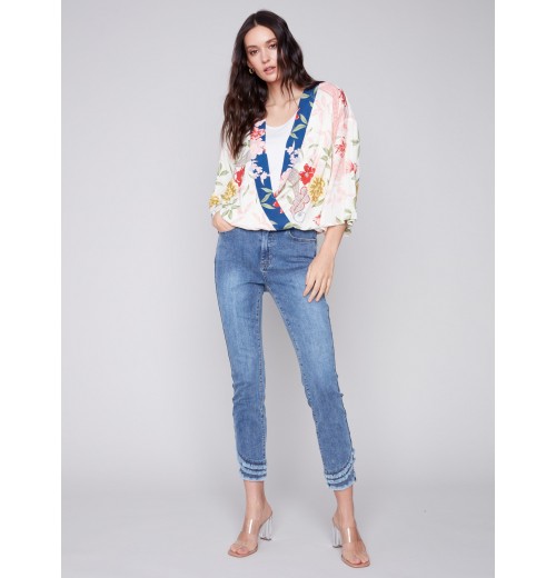 Printed Overlap Blouse - Paisley Printed Overlap Blouse - Paisley