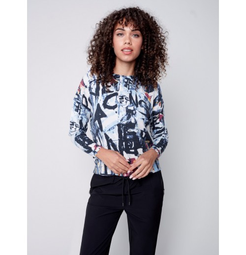 Printed Plush Knit Sweater - Snowflake Printed Plush Knit Sweater - Snowflake