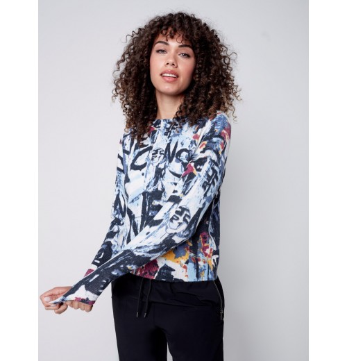 Printed Plush Knit Sweater - Snowflake Printed Plush Knit Sweater - Snowflake