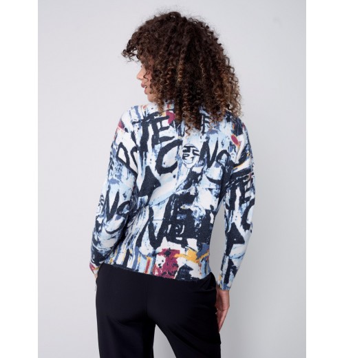 Printed Plush Knit Sweater - Snowflake Printed Plush Knit Sweater - Snowflake
