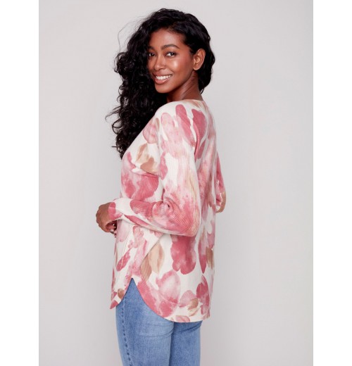 Printed Plush Knit Sweater - Orchid Printed Plush Knit Sweater - Orchid