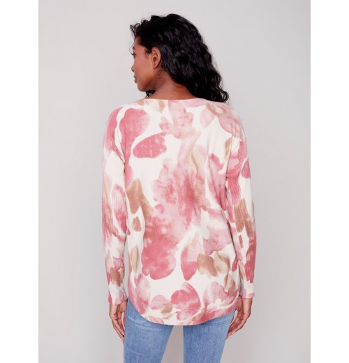 Printed Plush Knit Sweater - Orchid Printed Plush Knit Sweater - Orchid