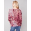 Printed Plush Knit V-Neck Sweater - Cinnamon Printed Plush Knit V-Neck Sweater - Cinnamon