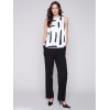 Printed Sleeveless Satin Top - Paint Brush Printed Sleeveless Satin Top - Paint Brush