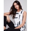 Printed Sleeveless Satin Top - Paint Brush Printed Sleeveless Satin Top - Paint Brush