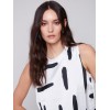 Printed Sleeveless Satin Top - Paint Brush Printed Sleeveless Satin Top - Paint Brush
