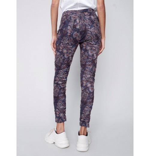 Printed Suede Crinkle Jogger Pants - Paisley Printed Suede Crinkle Jogger Pants - Paisley