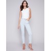 Printed Twill Pants with Hem Slit - Stripes Printed Twill Pants with Hem Slit - Stripes