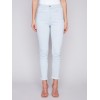 Printed Twill Pants with Hem Slit - Stripes Printed Twill Pants with Hem Slit - Stripes