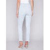 Printed Twill Pants with Hem Slit - Stripes Printed Twill Pants with Hem Slit - Stripes