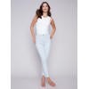 Printed Twill Pants with Hem Slit - Stripes Printed Twill Pants with Hem Slit - Stripes