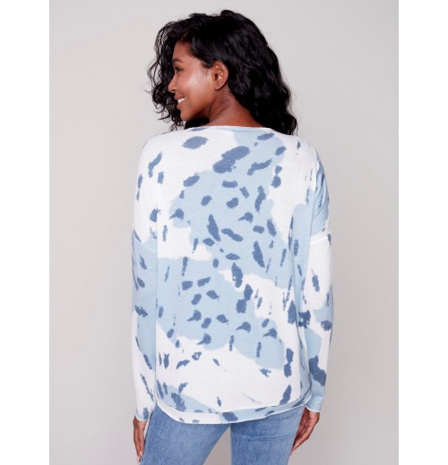 Printed V-Neck Knit Top - Snowflake Printed V-Neck Knit Top - Snowflake
