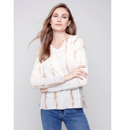 Printed V-Neck Sweater - Light Gray Printed V-Neck Sweater - Light Gray