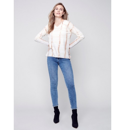 Printed V-Neck Sweater - Light Gray Printed V-Neck Sweater - Light Gray
