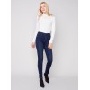 Pull-On Jeans with Snap Button Hem - Blue Black Pull-On Jeans with Snap Button Hem - Blue Black