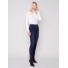 Pull-On Jeans with Snap Button Hem - Blue Black Pull-On Jeans with Snap Button Hem - Blue Black