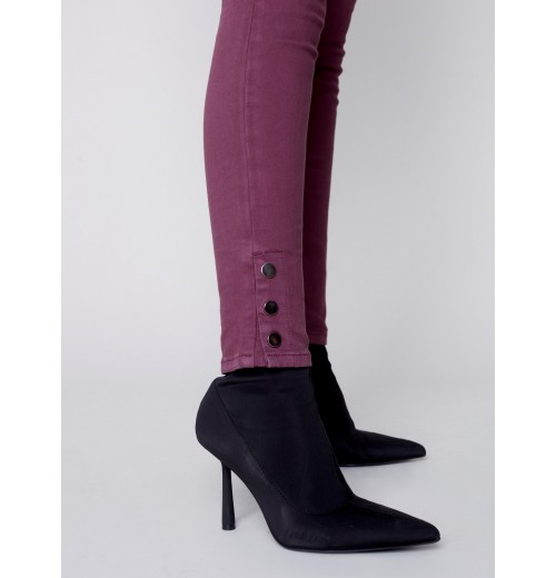 Pull-On Twill Pants with Snap Button Hem - Port Pull-On Twill Pants with Snap Button Hem - Port