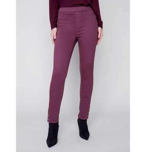 Pull-On Twill Pants with Snap Button Hem - Port Pull-On Twill Pants with Snap Button Hem - Port