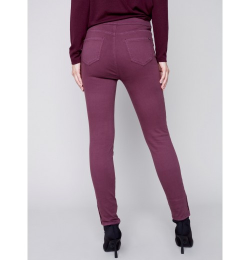 Pull-On Twill Pants with Snap Button Hem - Port Pull-On Twill Pants with Snap Button Hem - Port