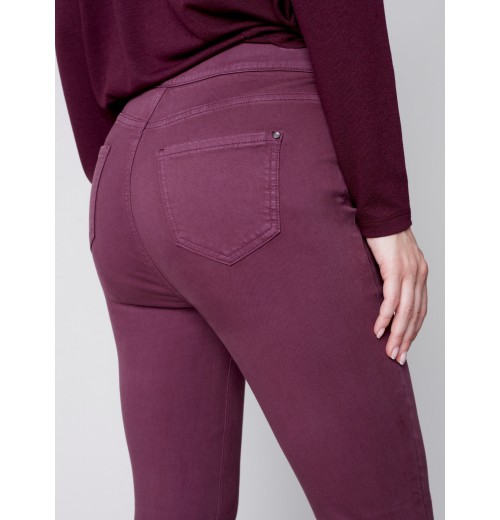 Pull-On Twill Pants with Snap Button Hem - Port Pull-On Twill Pants with Snap Button Hem - Port