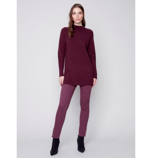Pull-On Twill Pants with Snap Button Hem - Port Pull-On Twill Pants with Snap Button Hem - Port