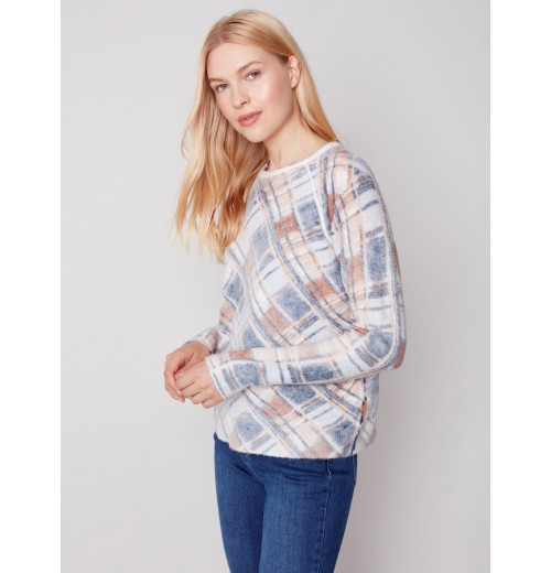 Reversible Printed Crew Neck Sweater - Truffle Reversible Printed Crew Neck Sweater - Truffle