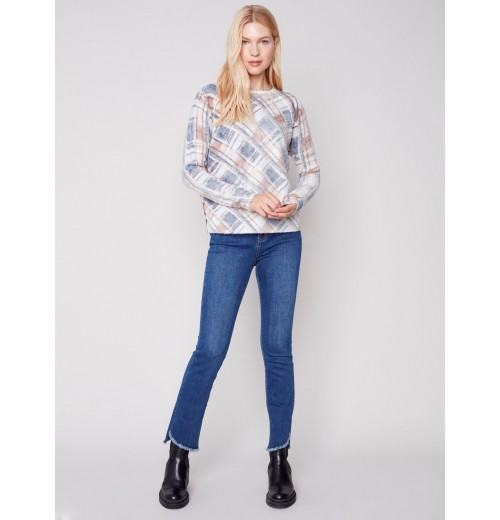 Reversible Printed Crew Neck Sweater - Truffle Reversible Printed Crew Neck Sweater - Truffle
