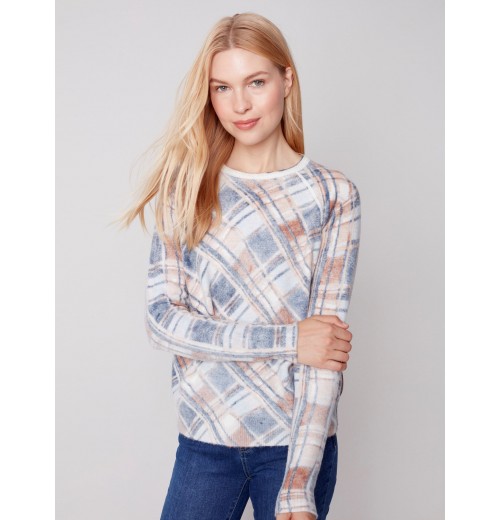 Reversible Printed Crew Neck Sweater - Truffle Reversible Printed Crew Neck Sweater - Truffle