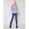 Reversible Printed Sweater with Frayed Edge - Denim Reversible Printed Sweater with Frayed Edge - Denim