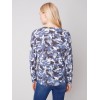 Reversible Printed Sweater with Frayed Edge - Denim Reversible Printed Sweater with Frayed Edge - Denim