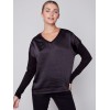 Satin and Jersey Knit Top - Black Satin and Jersey Knit Top - Black
