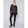 Satin and Jersey Knit Top - Black Satin and Jersey Knit Top - Black